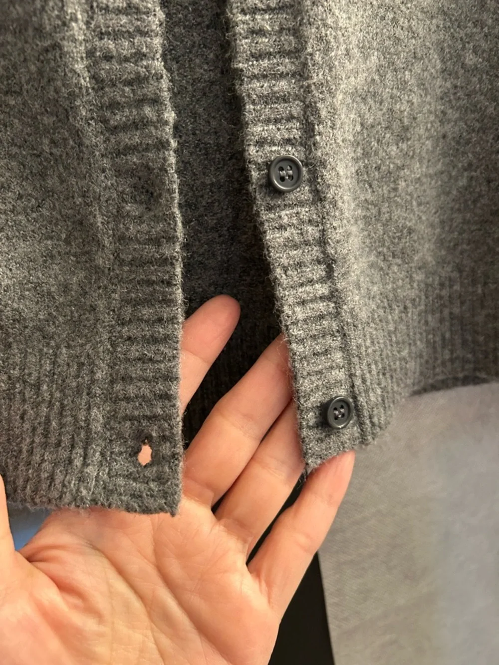 Ardene Gray Button-Up Crewneck Cardigan - Picture 2 of 7